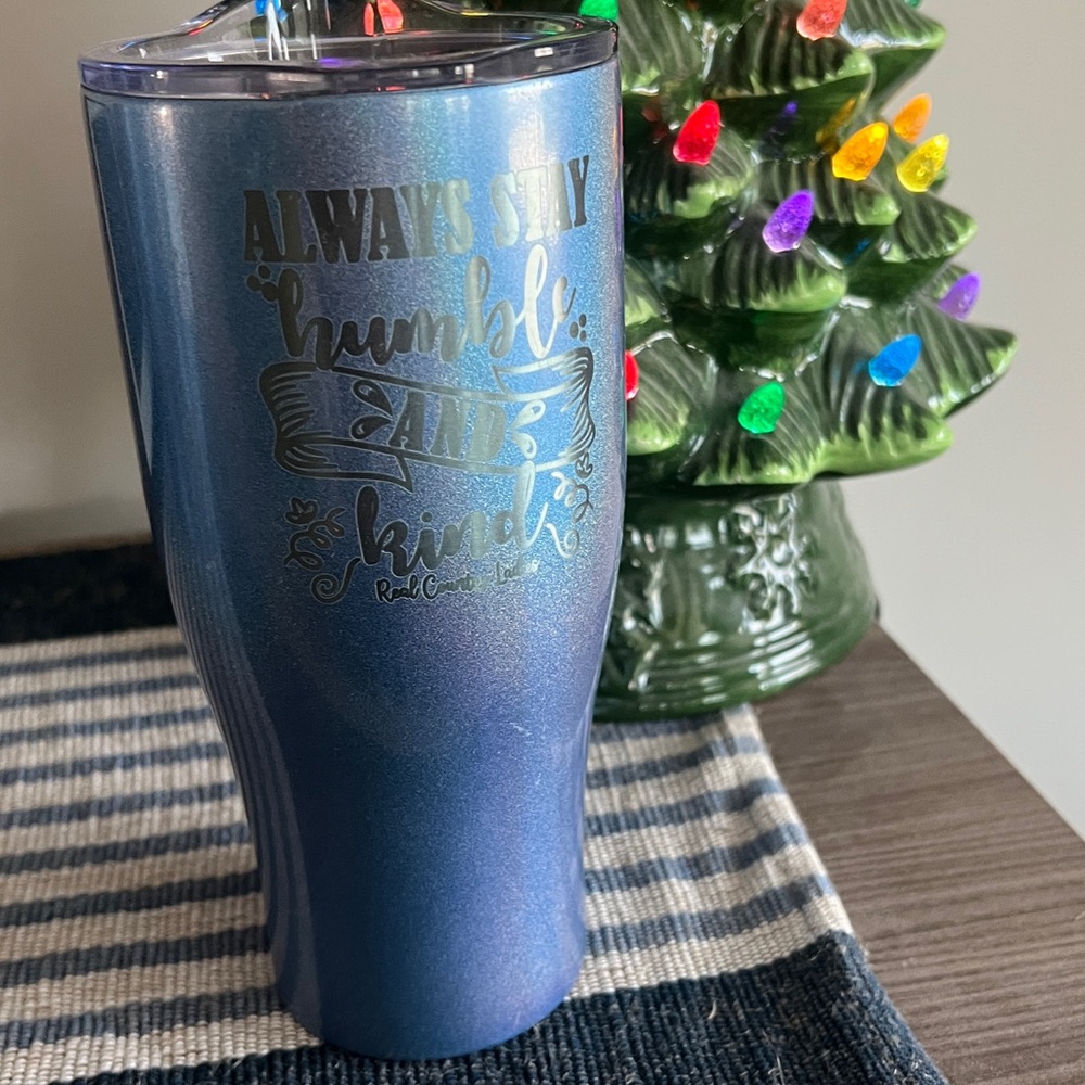 Always Stay Humble and Kind 27oz Cup slider lid blue Sparkle Tumbler